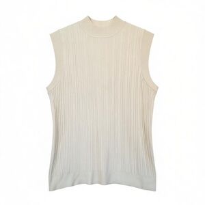 Barneys New York Cream Ribbed Tank Top